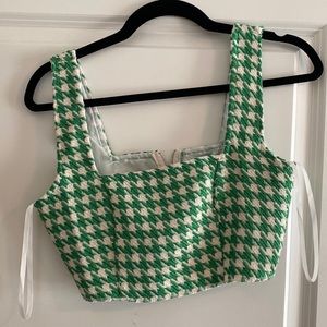 Missguided Green Co Ord Houndstooth Boucle Tailored Bralette